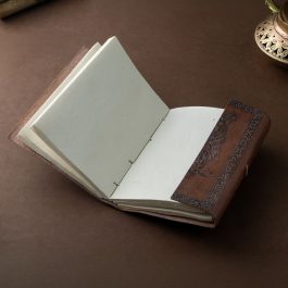 Handcrafted Small Leather Diary – Vintage Design with Stone